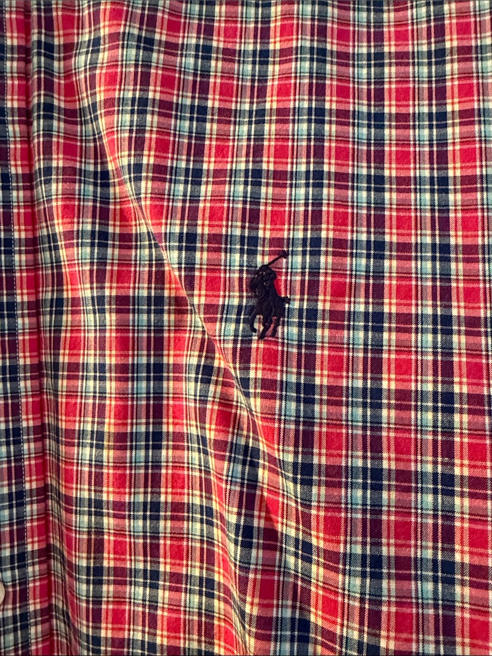 Ralph Lauren Red and Blue Plaid Short-Sleeve Button-Down Shirt - Picture 2 of 4